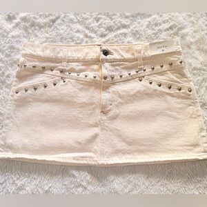 Abercrombie & Fitch Cream Studded Mini Skirt